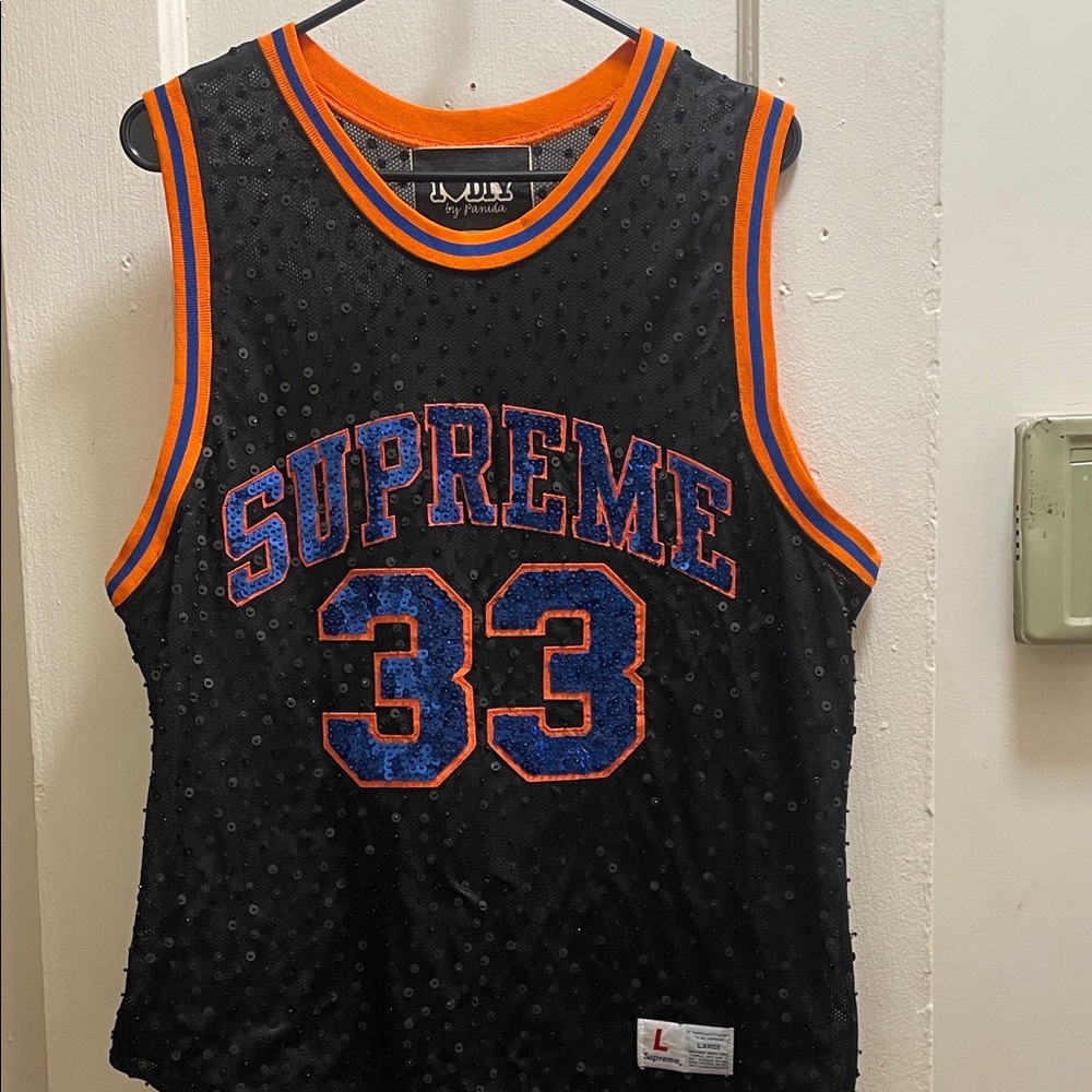 Supreme New York Knicks Custom Sequin Black Jersey